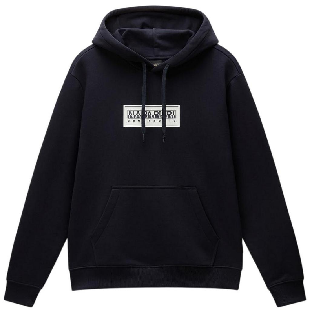 Napapijri Mens Box Logo Cotton Loose Fit Hoodie