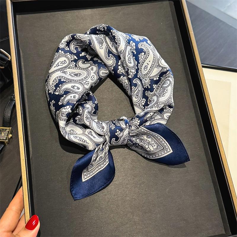 

100% Шелковый Шарф Женский Пейсли Узор Квадратные Шарфы из Шелка Малбери Леди Обмотка для Ручки Сумки Галстук Бандана Люксовые Повязки для Волос 53x53cm