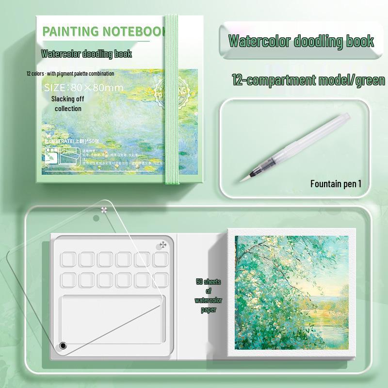 Moyu Watercolor & Acrylic Travel Sketching Set: Portable Palette, Drawing Board, and Book for Painting and Sketching.