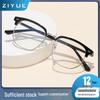Retro Black Semi-Rimless Anti-Blue Light Glasses K9085, Prescription-Ready for Students