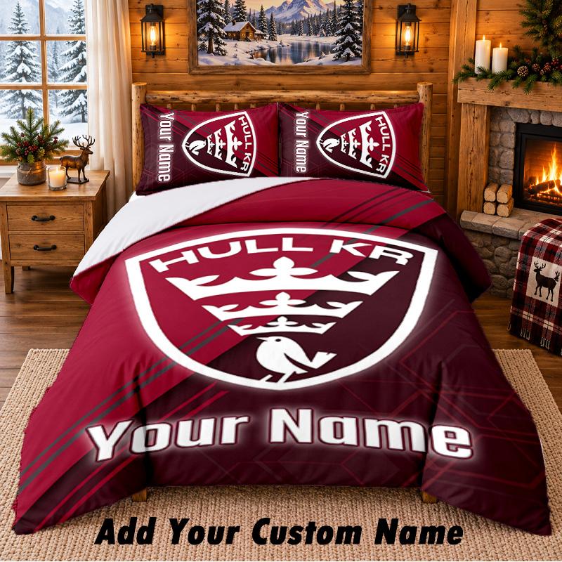 Hull KR Pattern Bedding 3Pcs Set Custom Name, Bed Sheet And Pillowcases For Home Bedroom