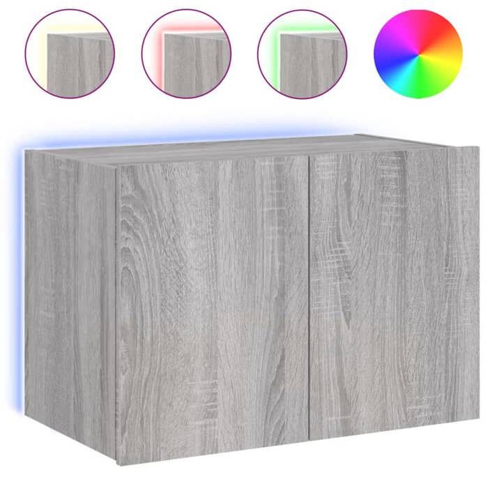 VidaXL Wall-Mounted TV Unit with LED Lights, Hanging Television Cabinet with Storage, Floating TV Stand, Modern, 837312
