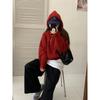 TIFICY Women's Fashion Casual Fall Winter Solid Color Print Long Sleeve Hooded Tops Women's Clothing Woolen Knitwear Sweaters