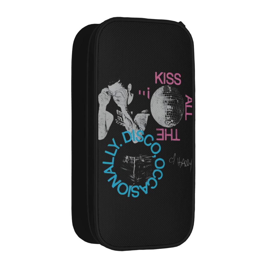 Kiss All The Time Disco Pencil Cases Harrys Singer Styles Pencil Box Pen Holder for Student Bag Students School Stationery