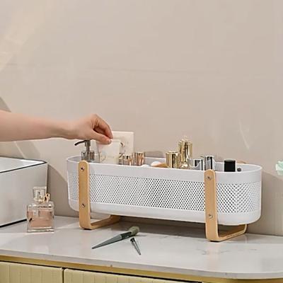 Caixa de Armazenamento de Cosméticos de Grande Capacidade com Divisória Organizador de Mesa Moderno Estilo Minimalista Economizador de Espaço Cesta de Armazenamento para Cozinha