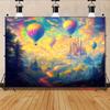Watercolor Fantasy Hot Air Balloon Castle Backdrop Dreamy Sky Photography Background