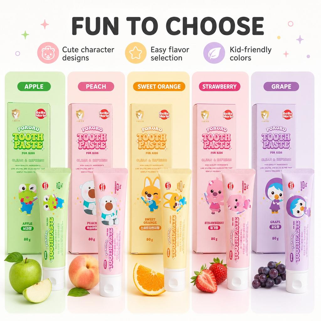 Dentifricio per Bambini PORORO 90g 5 gusti