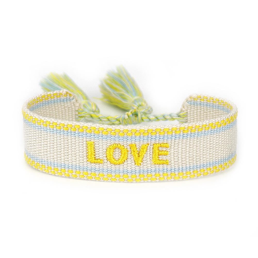 European & American Cross-border Embroidery Bracelet | Handmade Tassel & Letter Logo