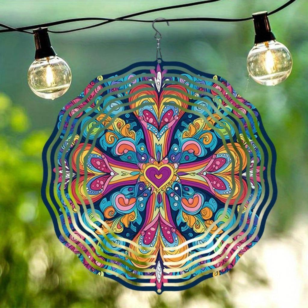 Vintage Metall Windspiel Buntes Kreuzmuster Dynamische Gartenkunst Außendekor Windmühle Skulptur für Zuhause Hof Terrasse