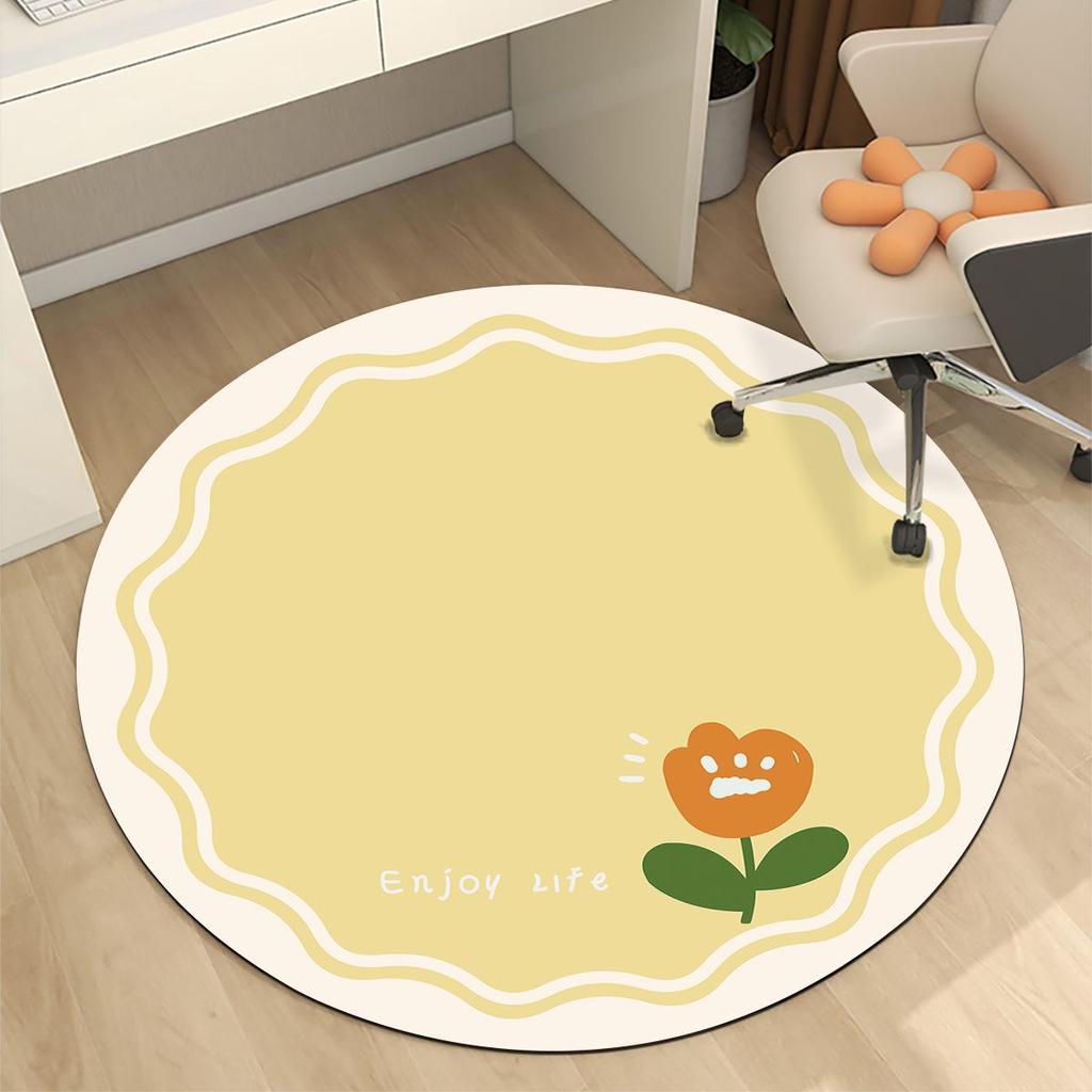 Circular Anti Slip Floor Mat Computer Chair Absorbent Floor Mat Swivel Chair Protective Mat Study and Home Chair Quick Drying Mat