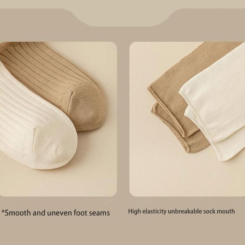 Einfarbige Kniehohe Lange Socken für Damen Japanische Studentin Raffung Lässiges Oberteil Gerippt Gestrickt Oberschenkelhohe Strümpfe Strumpfwaren