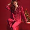 Red Couple's Ice Silk Pajama Set