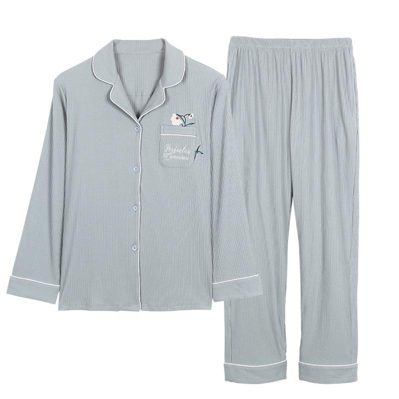 Ladies' Plus Size Cotton Pajama Set - Spring/Fall Long Sleeve Thin Style for Women and Moms