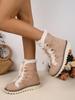 Damen Übergröße Schnür-Schneestiefel - 2024 Mit Fleece gefüttert, Warm, Verdickt, Flacher Boden für Herbst/Winter.