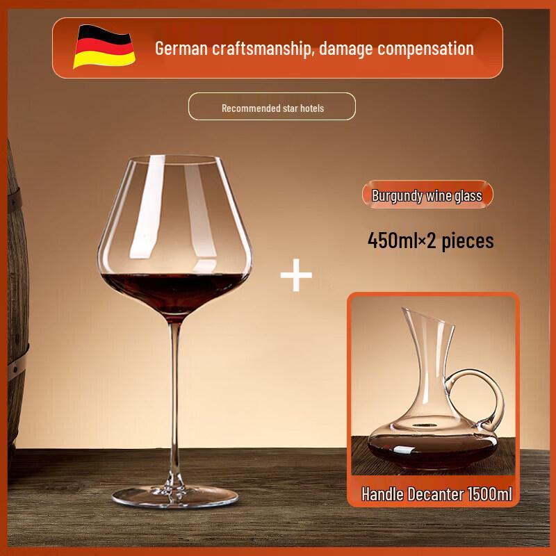 Luxury Handmade Crystal Burgundy Wine Glass and Decanter Set