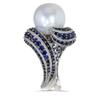 Special-shaped niche heavy industry ring for women, imitation pearl fashion design ring, high-end lady temperament