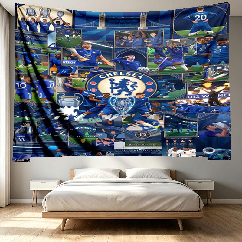 Chelsea FC Print Tapestry - Portable Wall Decor Cloth, for Home, Dorm, Travel, Bedroom, Living Room - Ideal Birthday Housewarming Gift