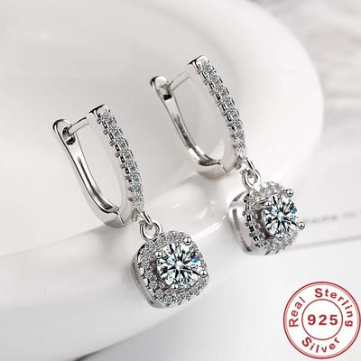 Boucles d'oreilles créoles pour femmes en argent sterling 925 avec diamants créés en laboratoire Boucles d'oreilles créoles délicates pendantes Bijoux fins