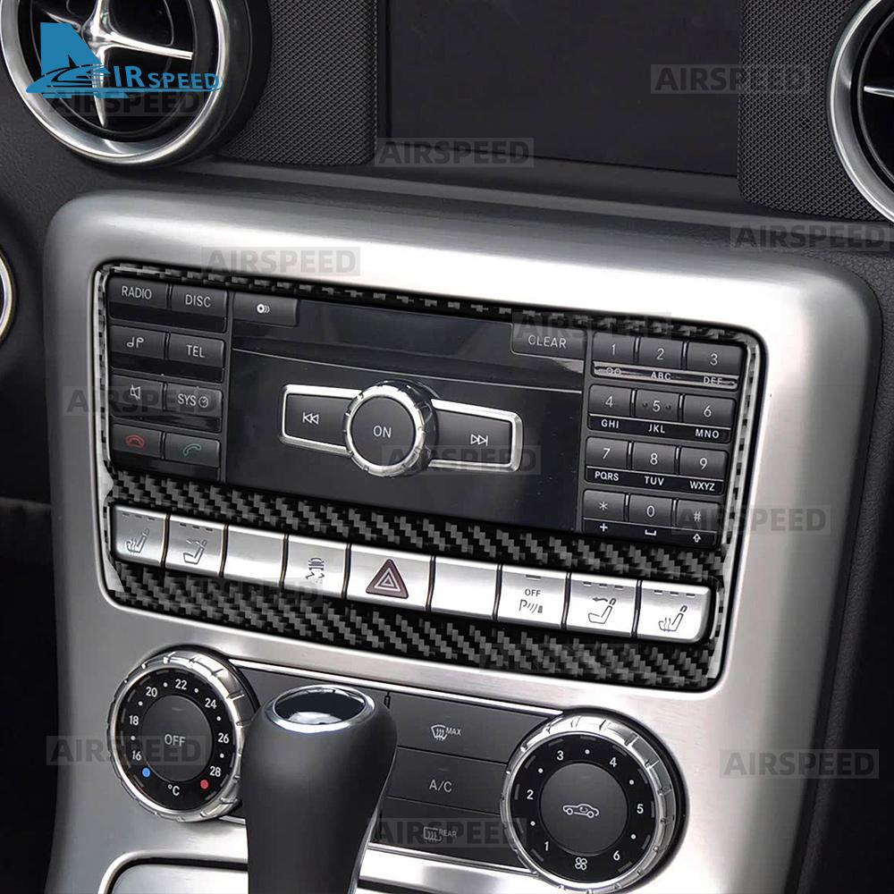Echte Weiche Carbonfaser-Zieraufkleber Für Mercedes Benz SLK R172 2011 2012 2013 2014 2015 2016 Auto Mittelkonsole CD-Panel