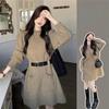 Knit Long High Midi Loose Slim Slimming Simple [SDSXZWG] Women's Dress, Sleeve, A-Line, Waist, Length, Fit, Thick, Stretchy, Fit, Effect, Design,