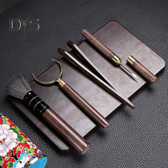 Heat Resistant 5Pcs/Set Tea Ceremony Accessories Anti Slip Wooden Convenient Chinese Gongfu Teaspoon Tea Tong Needle Set Tearoom Supplies