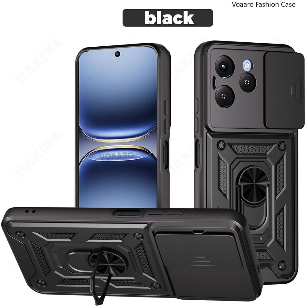Slide Lens Armor Funda for Tecno Spark 40 4G Case for Tecno Spark 40 4G Case Magnetic Ring Stand Holder Cover Shockproof Capa