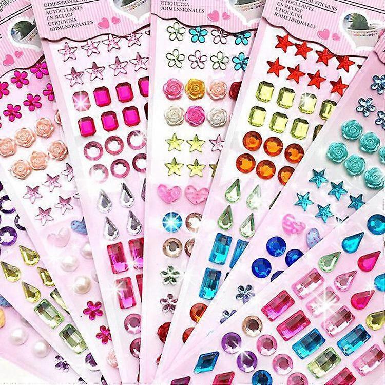 Stickers two sheets - diamond colored flowers