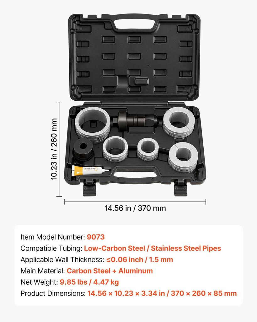 Exhaust Pipe Expander Tool Kit, 41.27mm - 107.95mm Exhaust Pipe Stretcher, Muffler Pipes Spreader with 7 Heavy-Duty Collects & Storage Case,