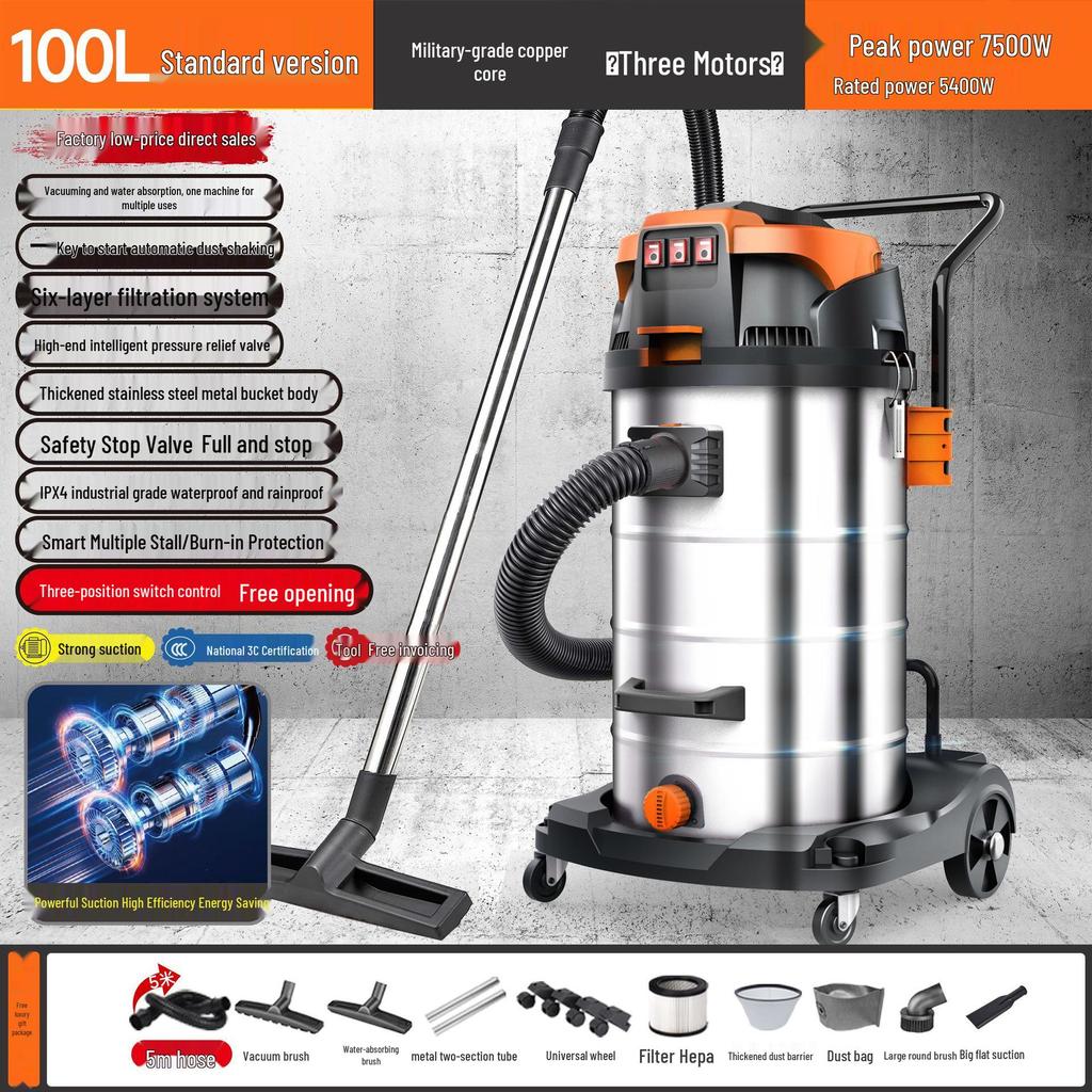 Aspirador Industrial de Alta Sucção para Uso Seco/Molhado - Ideal para Limpeza Inicial, Lava-Rápidos e Acabamento de Juntas