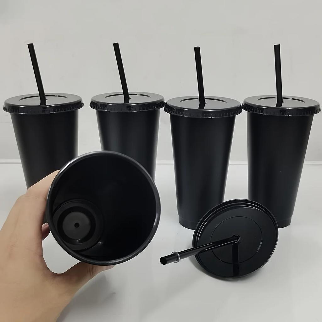 5/10pcs 24oz Tumblers With Lids And Straws Reusable Plastic Cups Iced Coffee Large Water Bottle Party Cold Mug Summer Drinkware