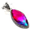 Natural Bi-Color Tourmaline Gemstone 925 Sterling Silver Pendant 2.25" U9G09