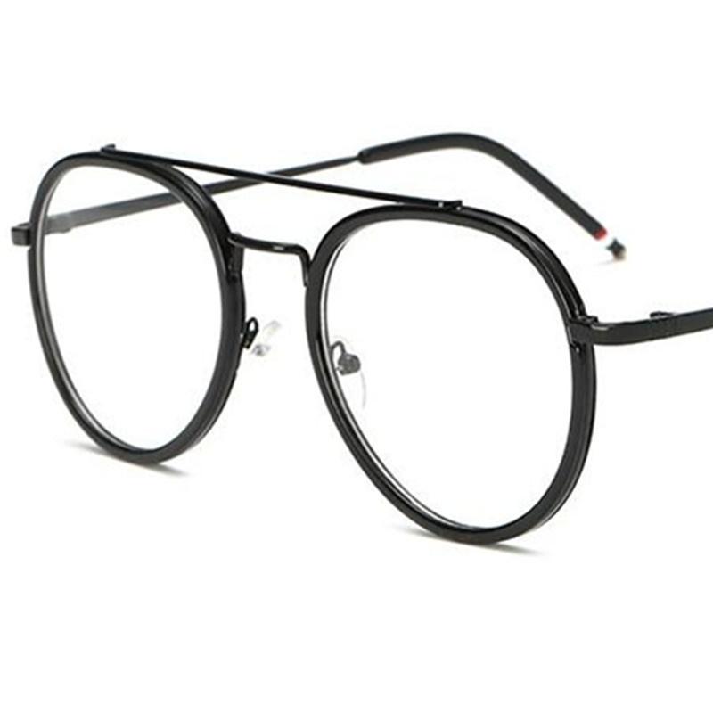 Fashion Optical Glasses Pilot Eyeglasses Oversize Frame Spectacles Personality Double Googles Alloy Eyewaear Women Ornamental