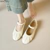 Comfortable Soft Sole Women's Mary Janes Slip On Low Heel Pumps Silver Apricot Office Ladies Daily Footwear Elegant Size 35-43