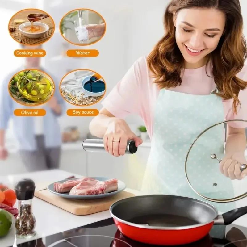 100ML Stainless Steel Oil Bottle Dispenser Barbecue Oil Bottle Squeeze Bottle Seasoning Bottle with Scale for Cooking BBQ Baking
