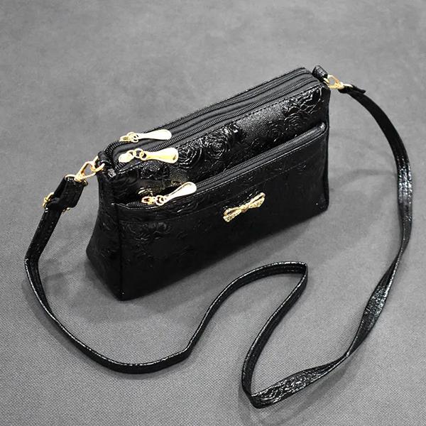 WTEMPO Office Ladies Retro Casual Versatile Faux Leather Single Shoulder Bags Women Large Capacity Travel Shopping Message Zipper Bags