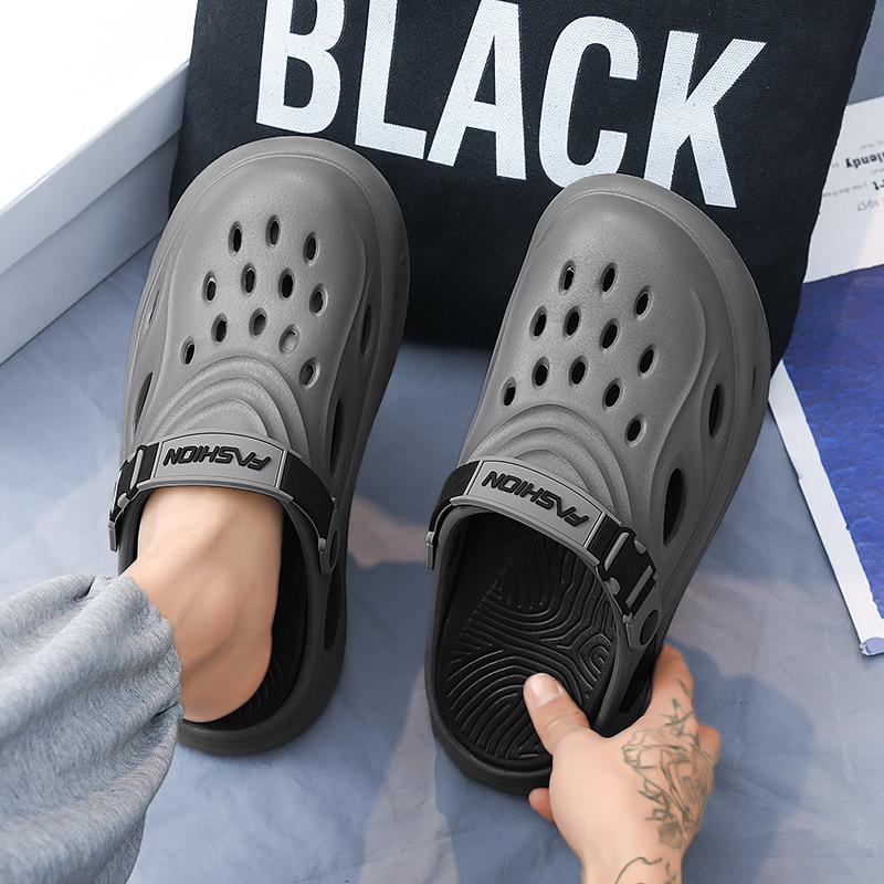 

2025 summer hole shoes platform sandals wear new non-slip heightening men s shoes outdoor shoes 45