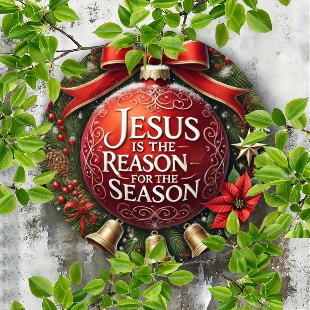 Metal Tin Art Sign Jesus Christmas Round Wall Decor 7.8 Inch Home Bar Cafe Gift