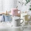 Ceramic Mug Set: Includes Lid & Spoon - Coffee Cup for Girls, Couple Gift, Office Drinkware, Macaron Style