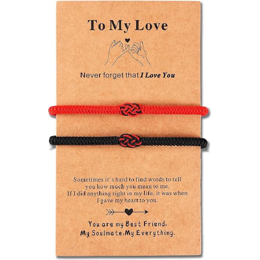 Matching Bracelets for Couples Best Friends Birthday Gifts for Her Him Soulmate Red String of Fate Relationships Bracelets for Boyfriend Girlfriend