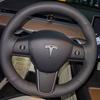 Housse de Volant de Voiture Personnalisée en Tresse Ajustement Parfait Pour Tesla Model 3 2017 2018 2019 2020 Accessoires d'Intérieur Automobile Volant Wrap
