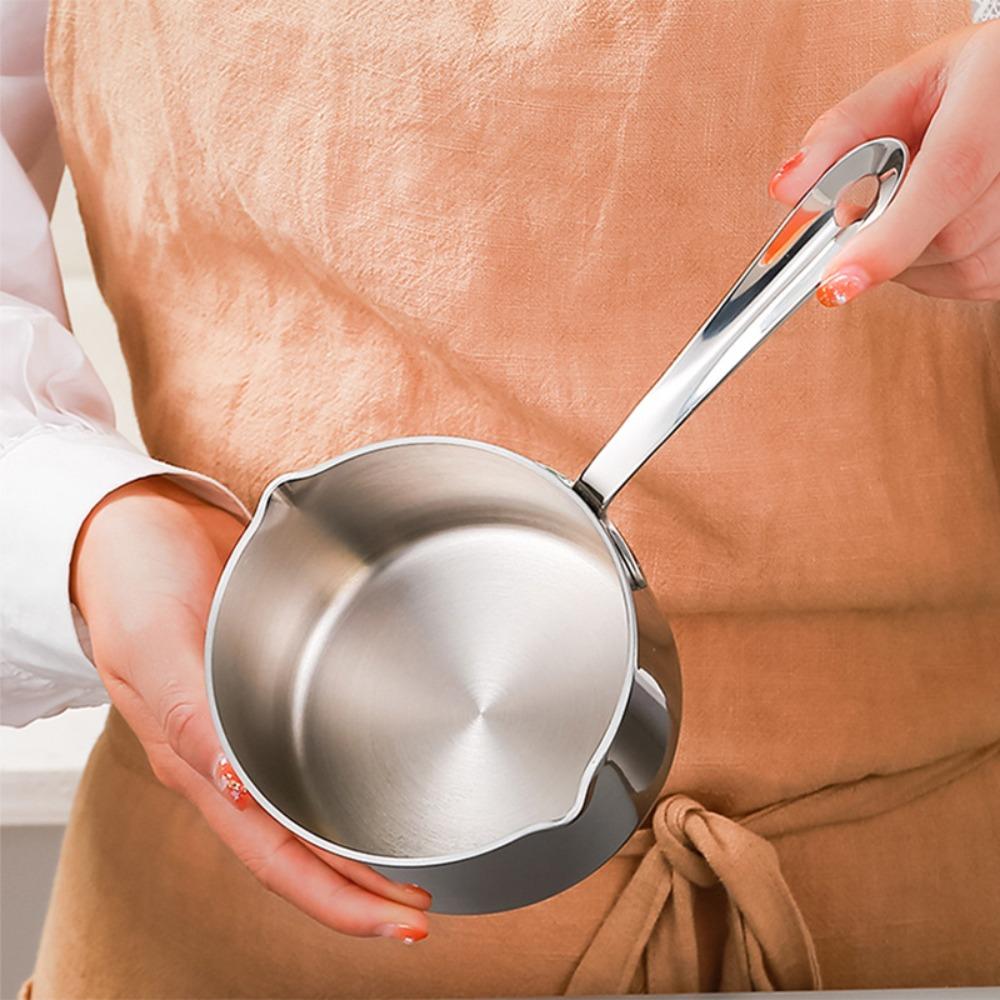 Stainless Steel Oil Pouring Pot Dual Spout Butter Warmer Pot Saucepan  Supplementary Food