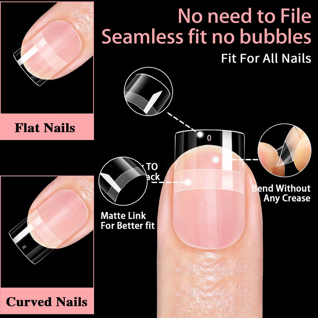 XS Square Soft Gel Tips For Toenails&Nails Half Cover Press On Acrylic Nails Extra Short False Nails For Small Nail Bed