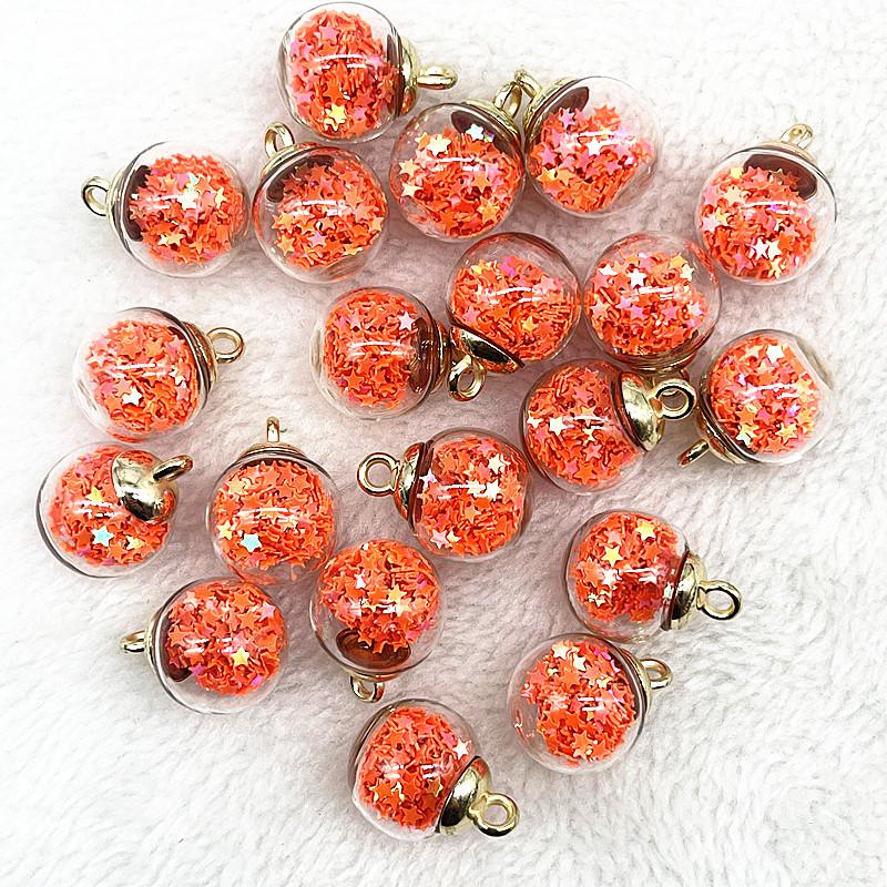 New 16mm Colorful Transparent Ball Glass Star/Round Charms Pendant Find Hair Accessories Jewelry Charms Earring