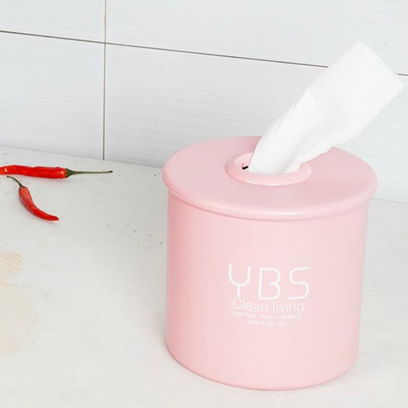 

Цилиндрическая коробка для хранения салфеток YBS, утолщенный пластик, минималистичный, для настольного компьютера, туба для рулонной бумаги, чехол для салфеток, выдвижной ящик с присоской розовый