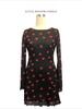 Spring Women Heart Print Bell Sleeve Backless Mesh Dress Mature Style French Retro Patchwork Slim Sexy Elegant Women Maxi Dress