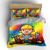 Colorful Pixel Art Builder Bedding Duvet Cover Set  (1*Duvet Cover 2*Pillowcases, Without Duvet Insert)