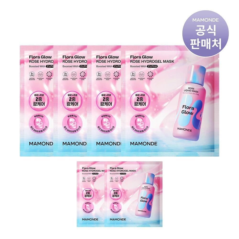 Гидрогелевая маска Flora Glow Rose 1 шт. (42g) х 4 (+ 2 дополнительных листа в комплекте)