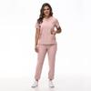 Medical Scrub Suit Healthcare Worker Scrub Top and Pants, Doctor's Work Uniform Elastic Quick-dry Short Sleeve Long Pants Nurse Outfit Set