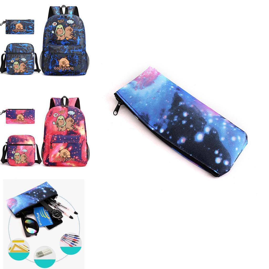 Capybara Animal Print Backpack Set With Oxford Fabric Durable Shockproof For Middle School Students