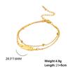 New Simple Feather Stainless Steel Double Layer Bead Chain Ankle Anklets For Women Men Metal Anklet Beach Jewelry Accessories